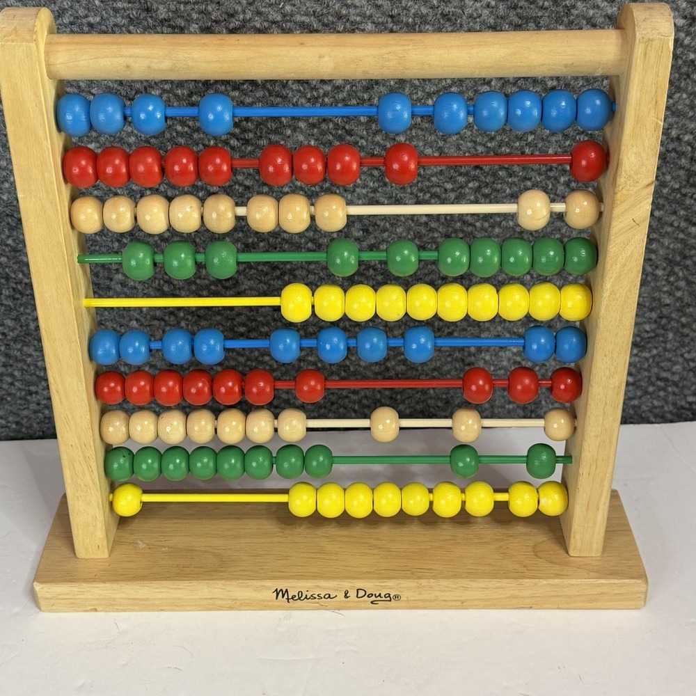 Melissa and Doug Abacus 100 Beads Wooden Counting Toy 12x12" Pre School